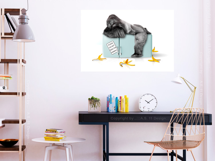 Wall Poster Hungry Gorilla - humorous composition with a wild monkey and banana peels 119035 additionalImage 17