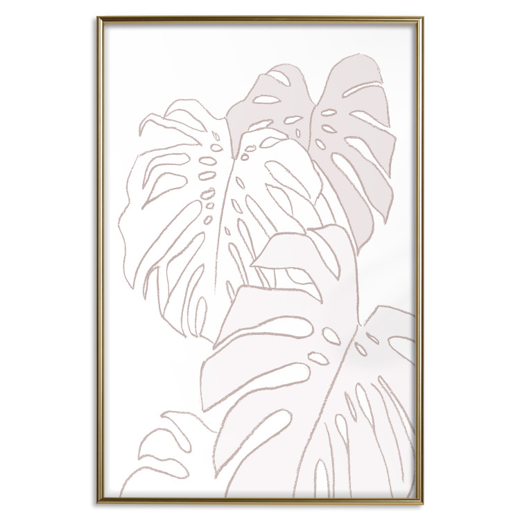 Poster Creamy Monstera - botanical sketches of several monstera leaves on a white background 123135 additionalImage 20