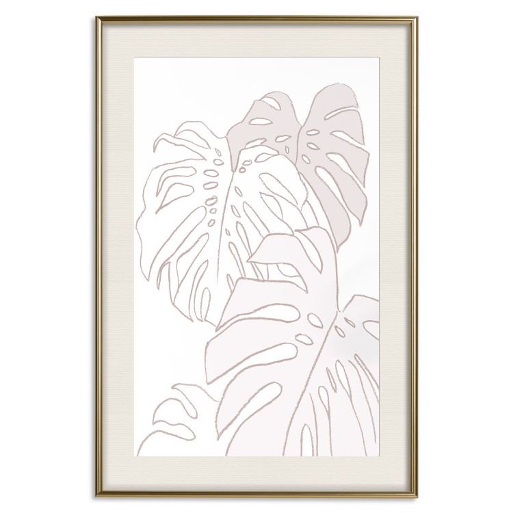 Poster Creamy Monstera - botanical sketches of several monstera leaves on a white background 123135 additionalImage 19