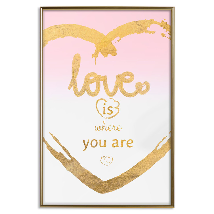 Poster Love Is Where You Are - golden heart and romantic English text 125235 additionalImage 20