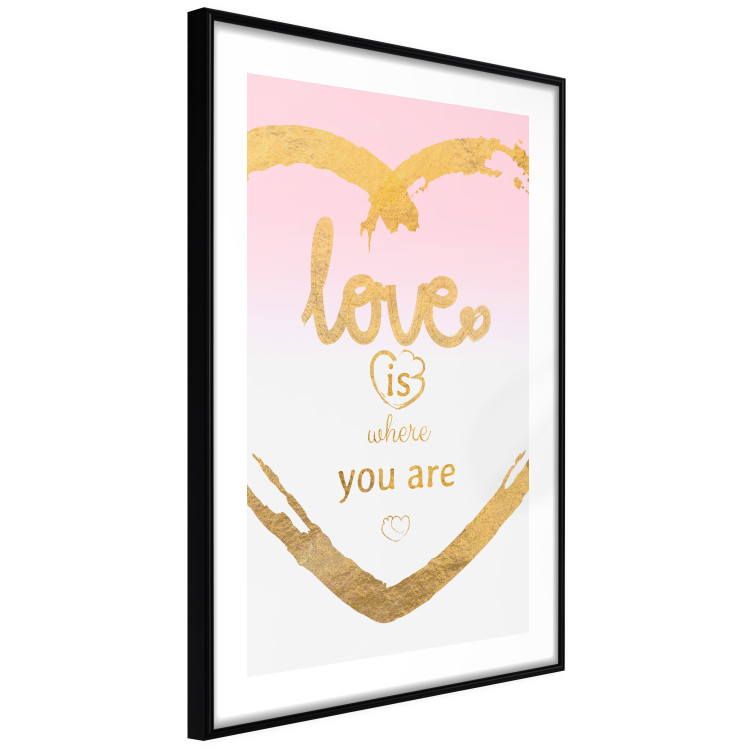 Poster Love Is Where You Are - golden heart and romantic English text 125235 additionalImage 13