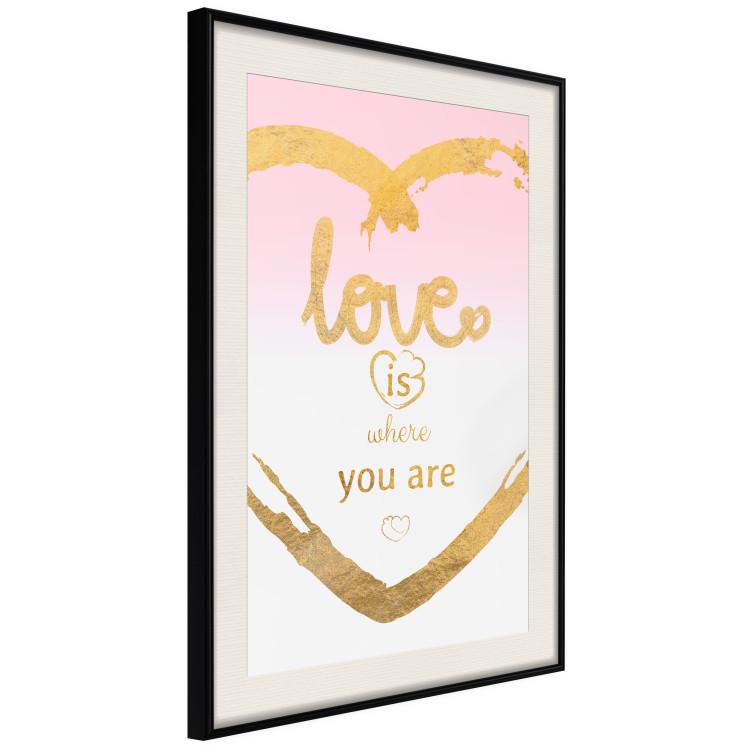 Poster Love Is Where You Are - golden heart and romantic English text 125235 additionalImage 3