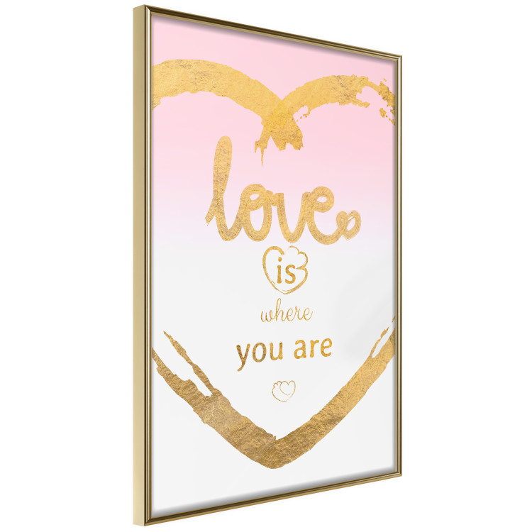Poster Love Is Where You Are - golden heart and romantic English text 125235 additionalImage 12