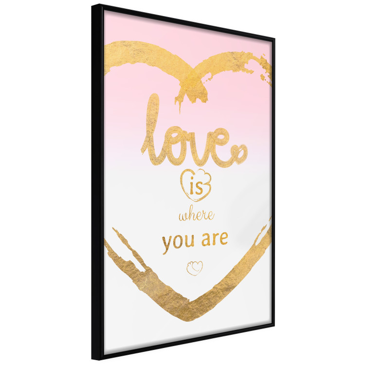 Poster Love Is Where You Are - golden heart and romantic English text 125235 additionalImage 12