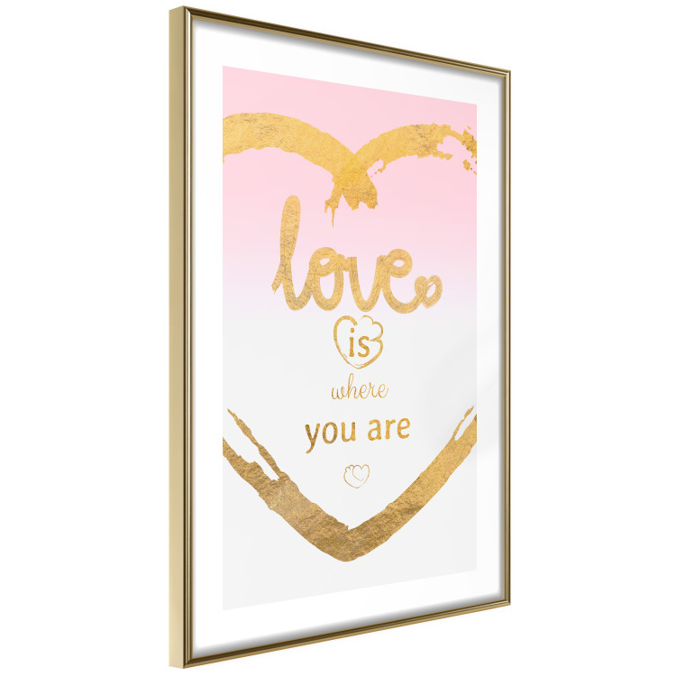 Poster Love Is Where You Are - golden heart and romantic English text 125235 additionalImage 8