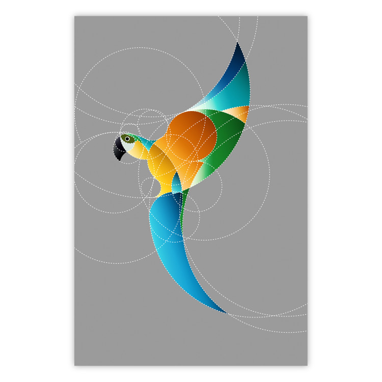 Wall Poster Parrot in Circles - abstract colorful bird made of geometric figures 126935