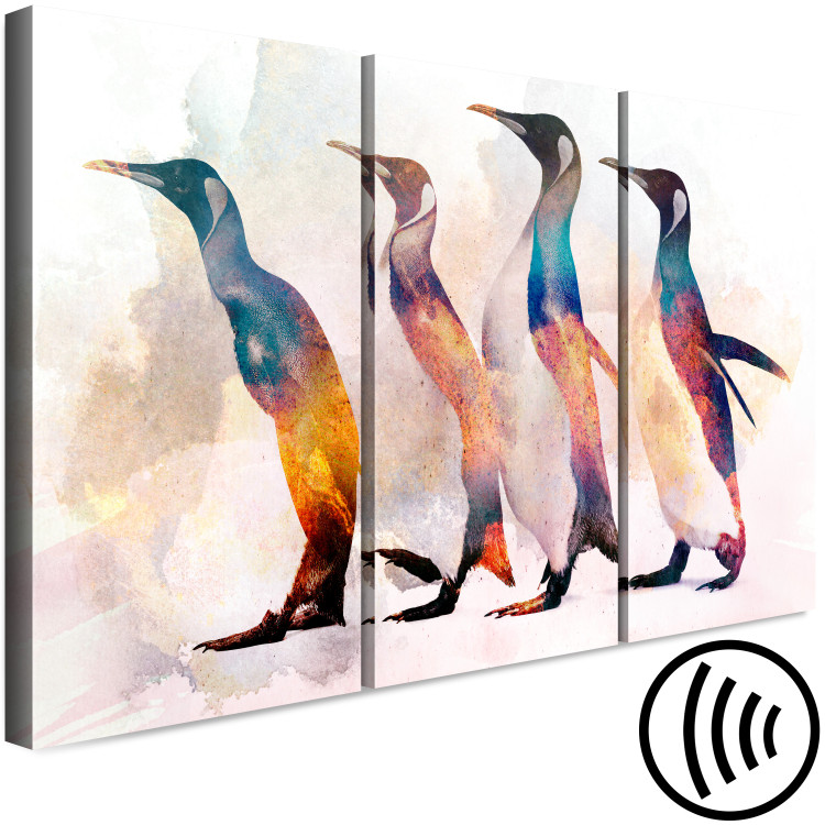 Canvas Print Penguin Wanderings (3-part) - colorful birds on a creative background 127535 additionalImage 6