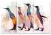 Canvas Print Penguin Wanderings (3-part) - colorful birds on a creative background 127535