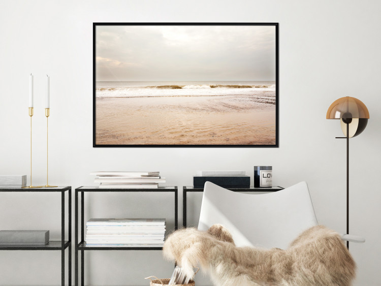 Wall Poster Sea After the Storm - beach and sea landscape with waves against a gray sky 129835 additionalImage 8