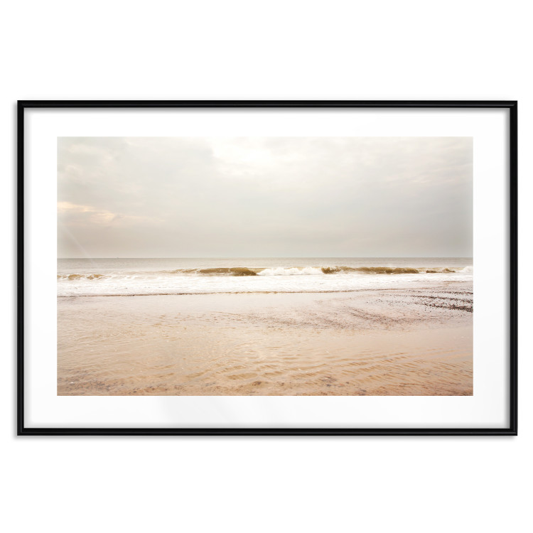 Wall Poster Sea After the Storm - beach and sea landscape with waves against a gray sky 129835 additionalImage 15