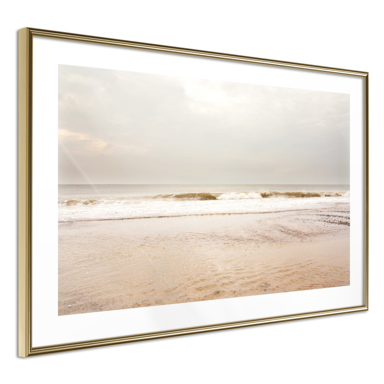 Wall Poster Sea After the Storm - beach and sea landscape with waves against a gray sky 129835 additionalImage 10