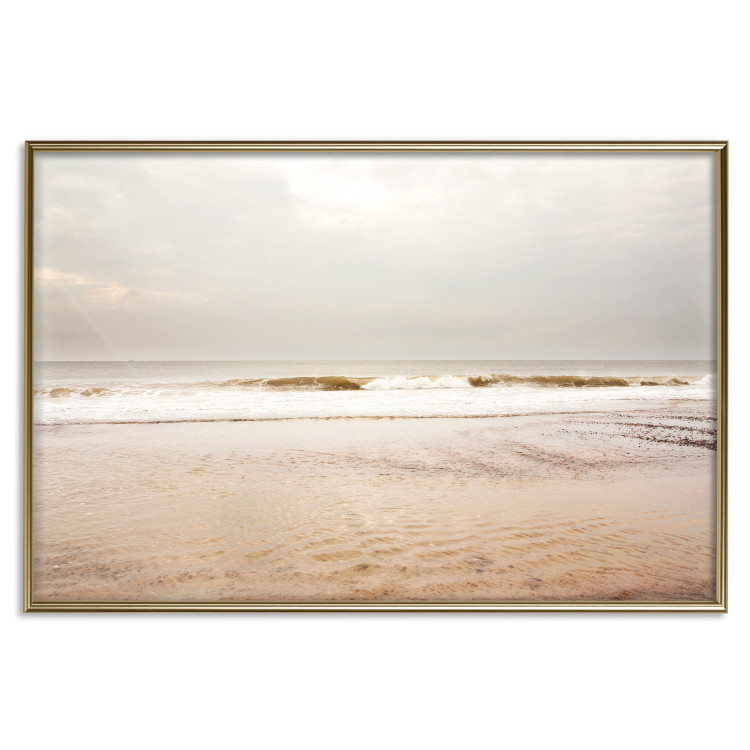 Wall Poster Sea After the Storm - beach and sea landscape with waves against a gray sky 129835 additionalImage 17