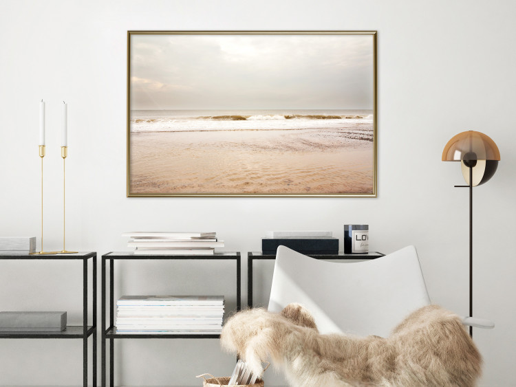 Wall Poster Sea After the Storm - beach and sea landscape with waves against a gray sky 129835 additionalImage 9