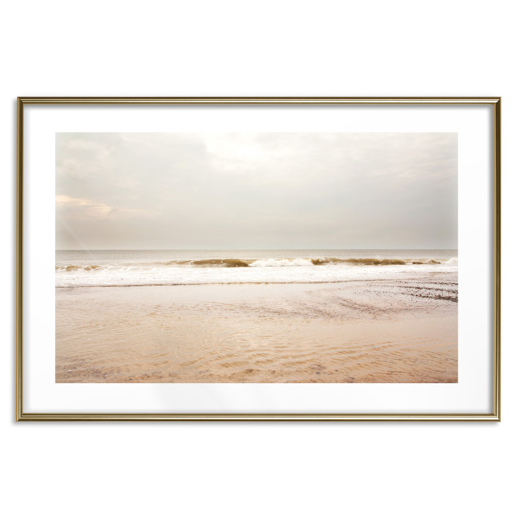 Wall Poster Sea After the Storm - beach and sea landscape with waves against a gray sky 129835 additionalImage 14