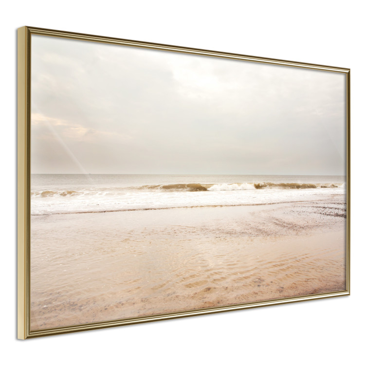 Wall Poster Sea After the Storm - beach and sea landscape with waves against a gray sky 129835 additionalImage 2