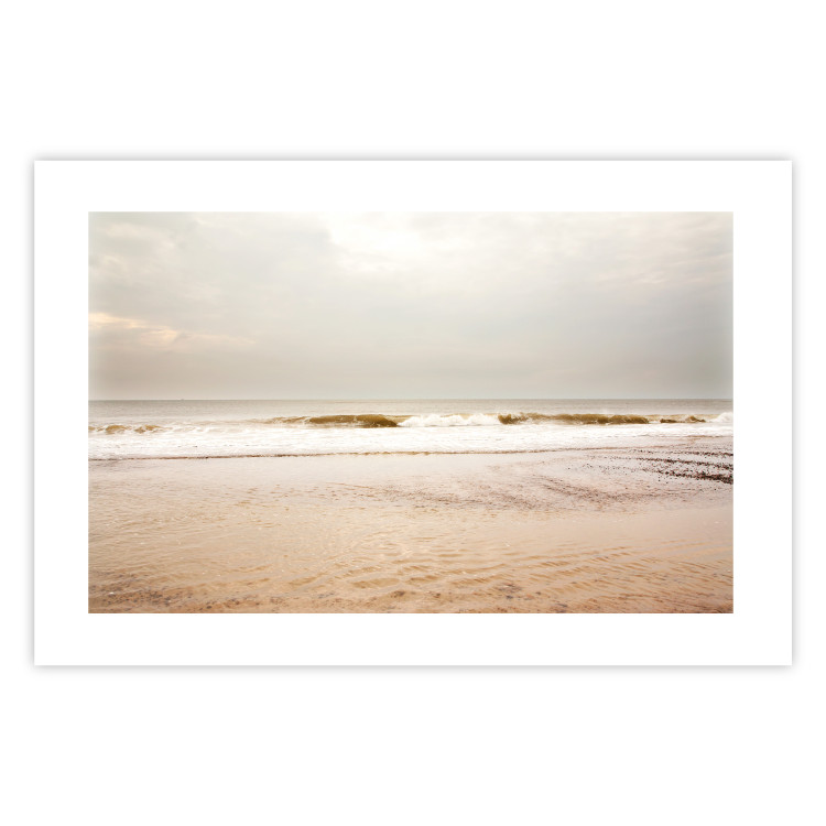 Wall Poster Sea After the Storm - beach and sea landscape with waves against a gray sky 129835 additionalImage 19