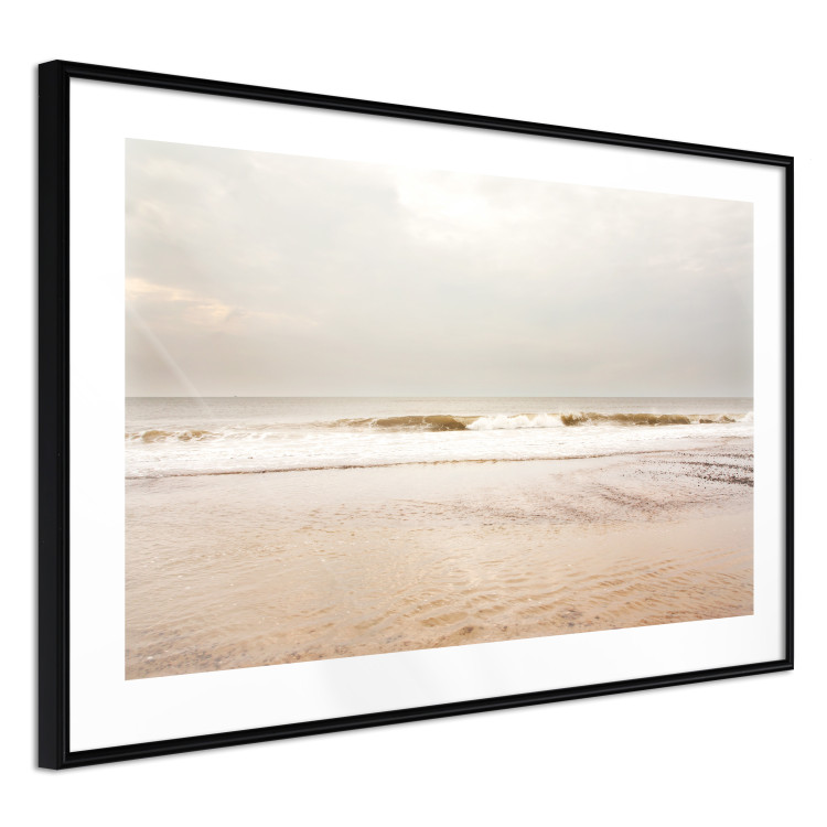 Wall Poster Sea After the Storm - beach and sea landscape with waves against a gray sky 129835 additionalImage 12