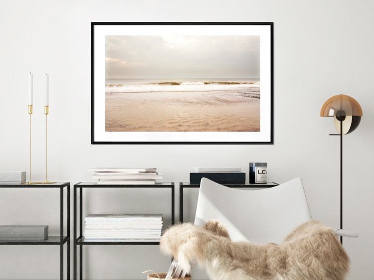 Wall Poster Sea After the Storm - beach and sea landscape with waves against a gray sky 129835 additionalImage 18