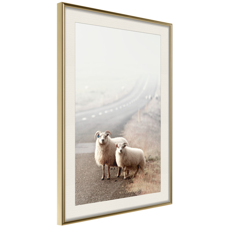 Wall Poster Extraordinary Hitchhikers - landscape of animals by the road against a field 130235 additionalImage 4