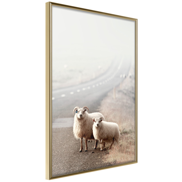 Wall Poster Extraordinary Hitchhikers - landscape of animals by the road against a field 130235 additionalImage 6