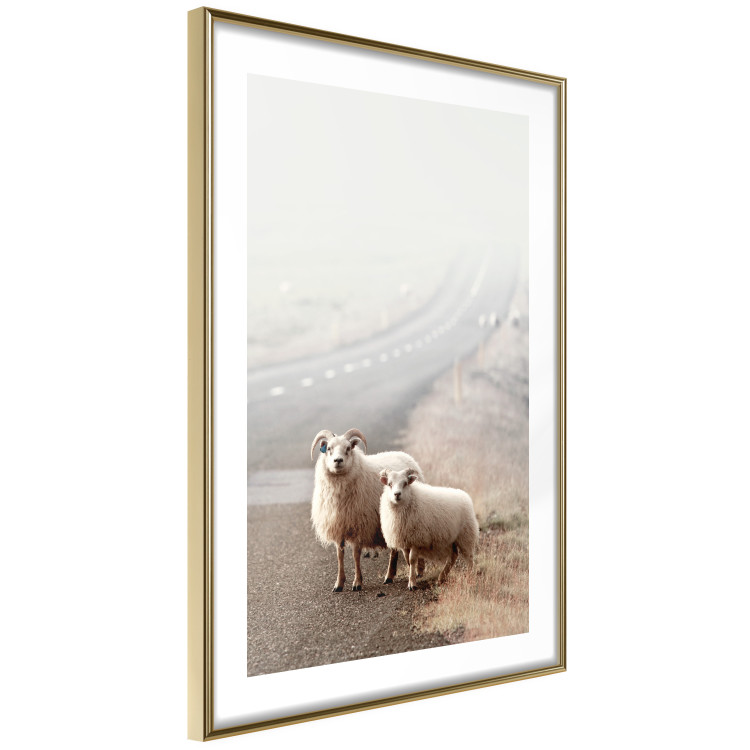 Wall Poster Extraordinary Hitchhikers - landscape of animals by the road against a field 130235 additionalImage 6