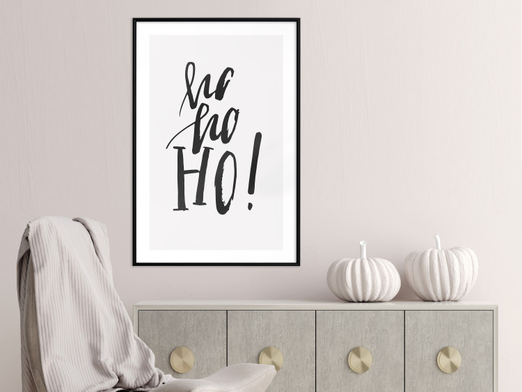 Wall Poster Ho, ho, Ho! - black text in the form of a famous quote on a light gray background 130735 additionalImage 22