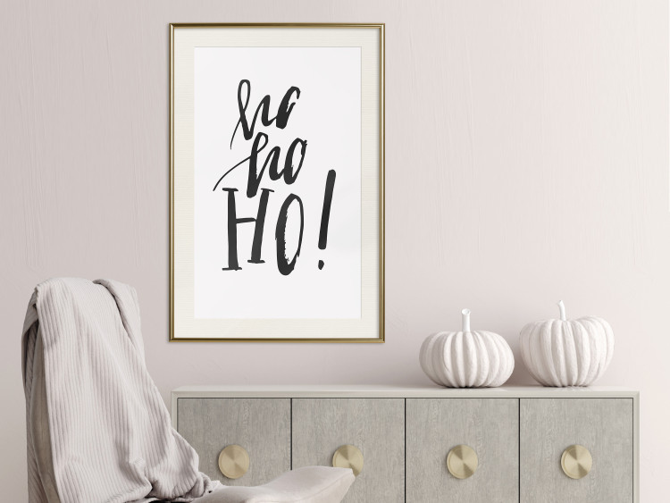 Wall Poster Ho, ho, Ho! - black text in the form of a famous quote on a light gray background 130735 additionalImage 21