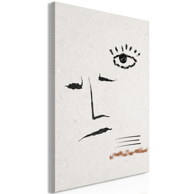Canvas Face sketch - abstraction in japandi style on beige background 134335 additionalImage 2