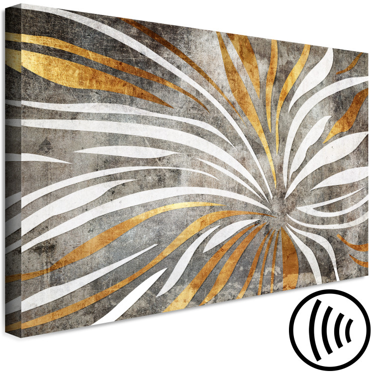 Canvas Art Print Night Flower (1-piece) Wide - abstract golden floral motif 135135 additionalImage 6