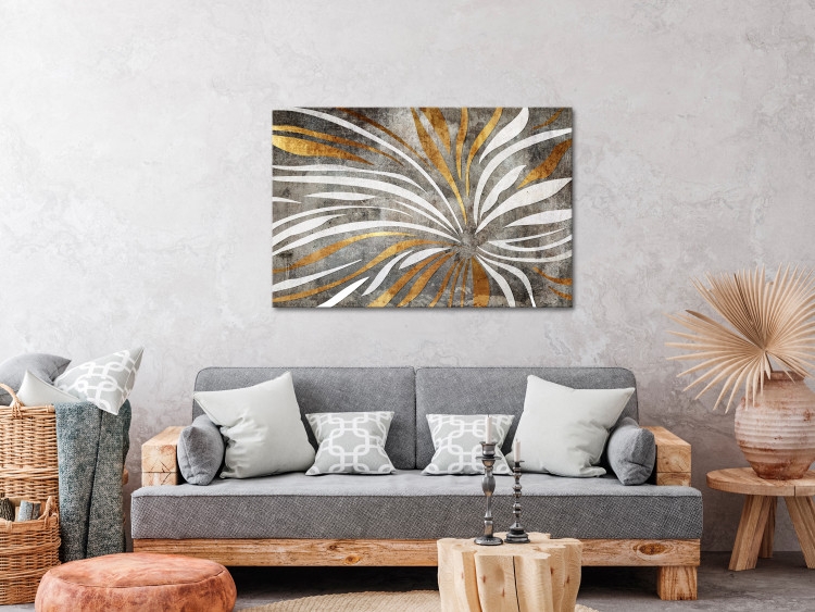 Canvas Art Print Night Flower (1-piece) Wide - abstract golden floral motif 135135 additionalImage 3