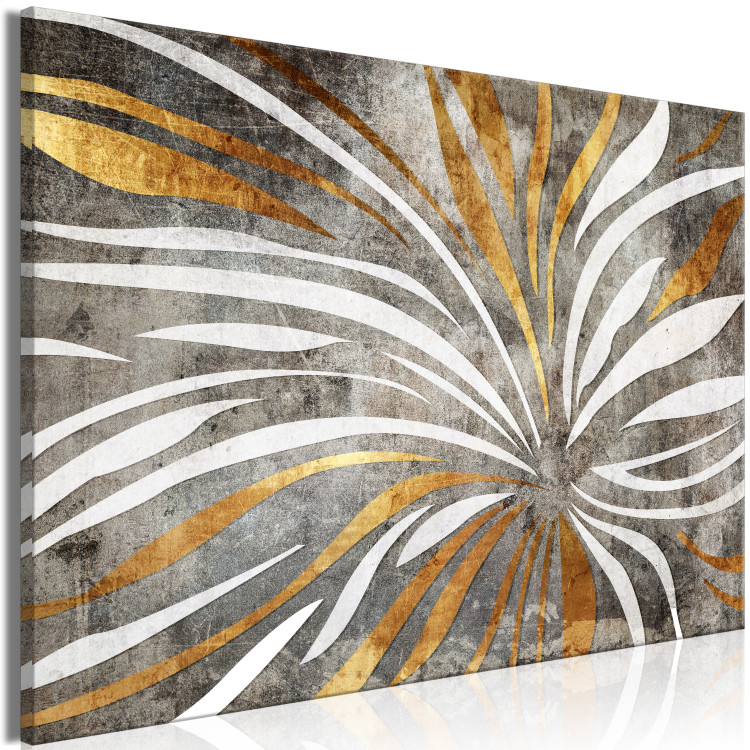 Canvas Art Print Night Flower (1-piece) Wide - abstract golden floral motif 135135 additionalImage 2