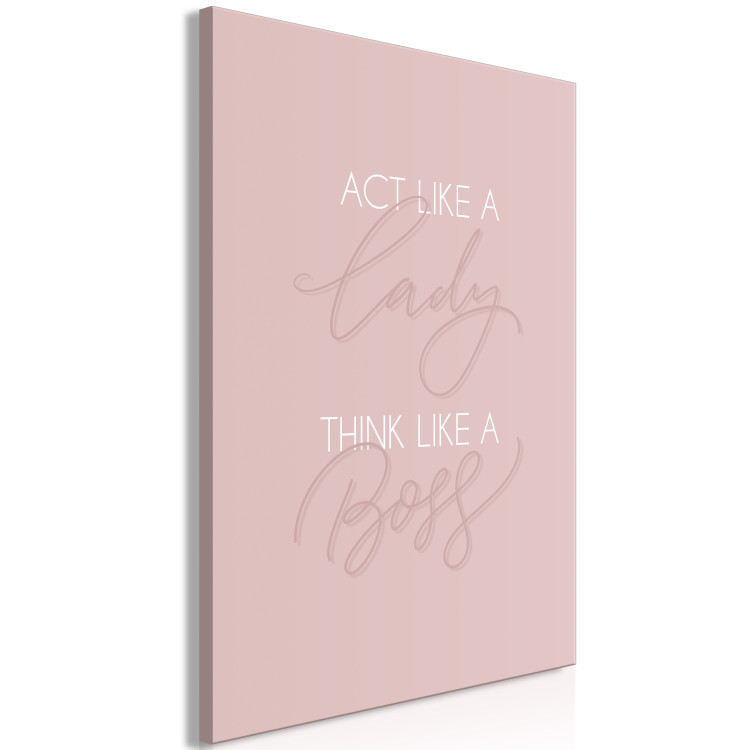 Canvas Print Act like a lady, think like a boss - a typographic composition with an inscription in English on a pink background 135535 additionalImage 2