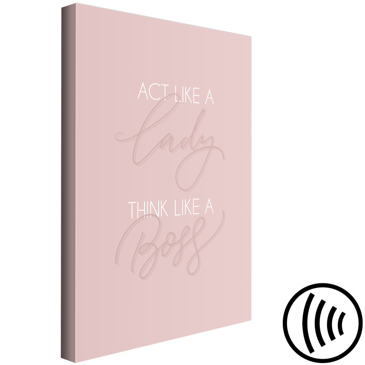 Canvas Print Act like a lady, think like a boss - a typographic composition with an inscription in English on a pink background 135535 additionalImage 6