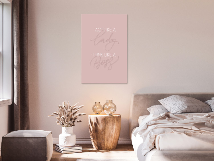 Canvas Print Act like a lady, think like a boss - a typographic composition with an inscription in English on a pink background 135535 additionalImage 3