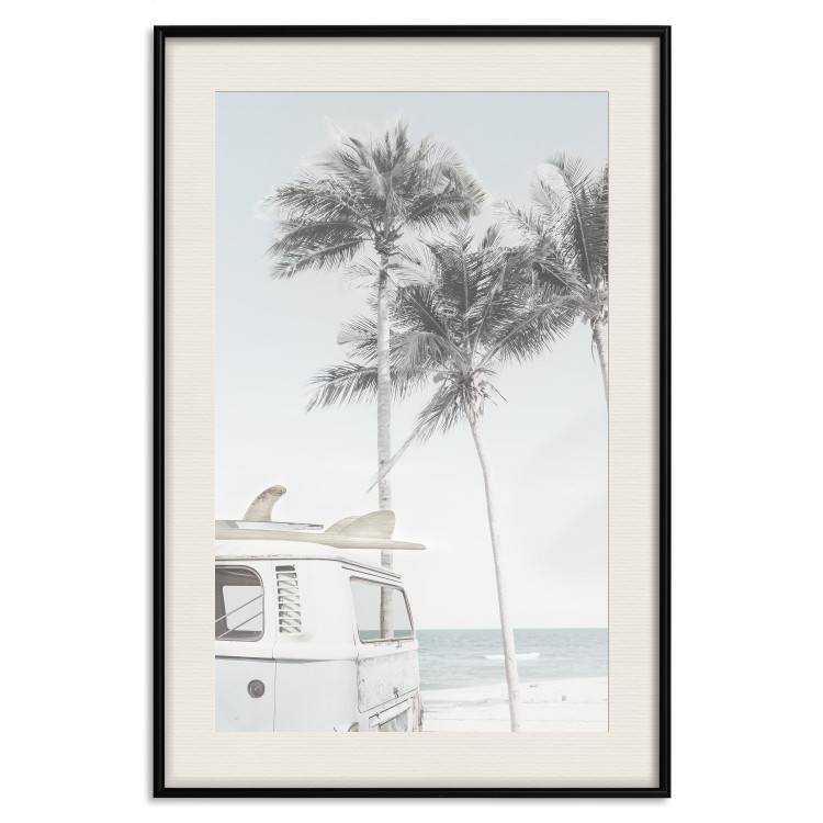 Wall Poster Surfer's Time - landscape of tropical trees and beach against the sea 137835 additionalImage 22