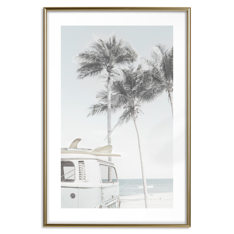 Wall Poster Surfer's Time - landscape of tropical trees and beach against the sea 137835 additionalImage 17
