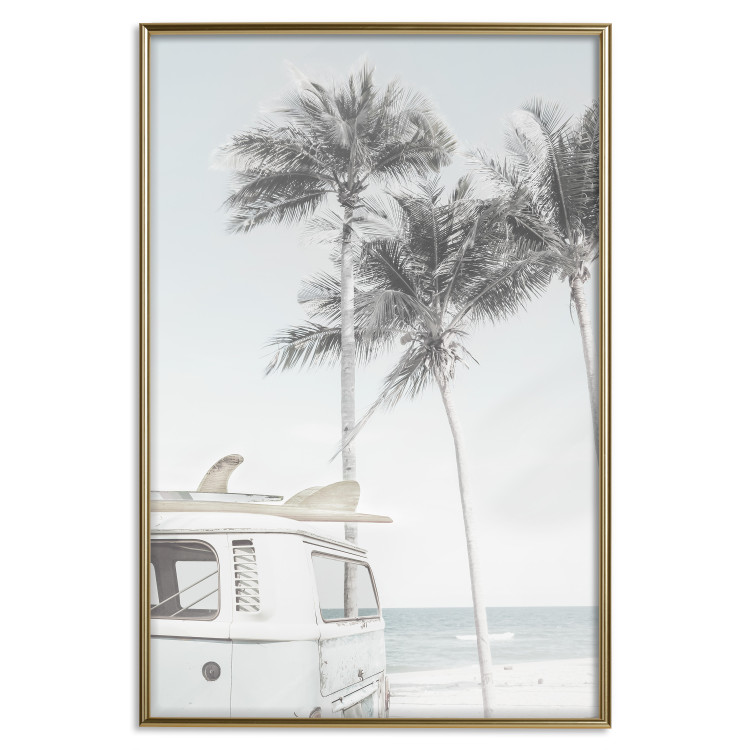 Wall Poster Surfer's Time - landscape of tropical trees and beach against the sea 137835 additionalImage 21