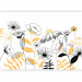 Photo Wallpaper Sketch with flowers - nature in white, black and orange 138335 additionalThumb 5