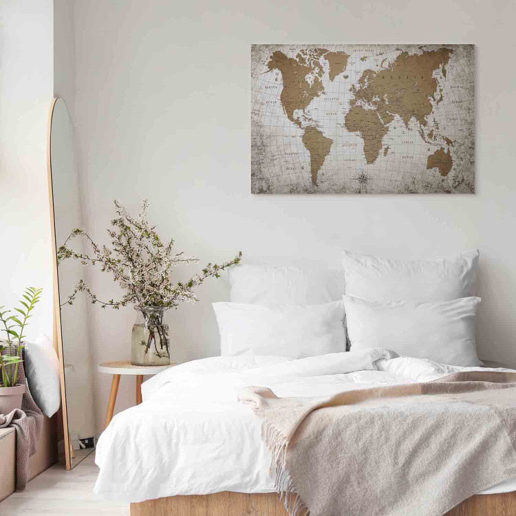 Canvas Cartographic World (1-piece) Wide - world map in beige 138635 additionalImage 4