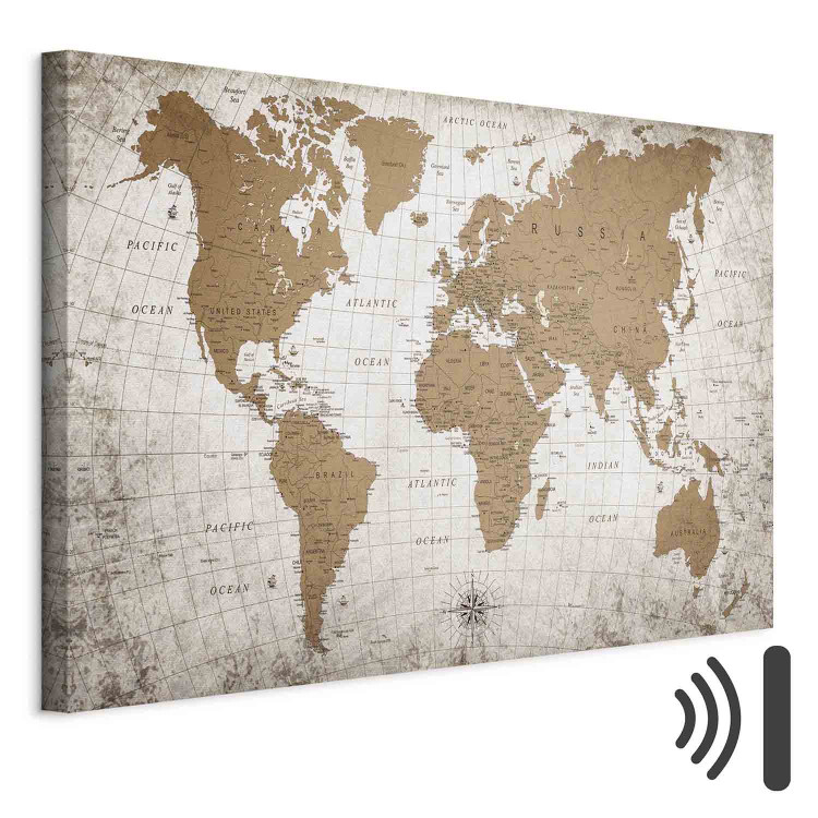 Canvas Cartographic World (1-piece) Wide - world map in beige 138635 additionalImage 8
