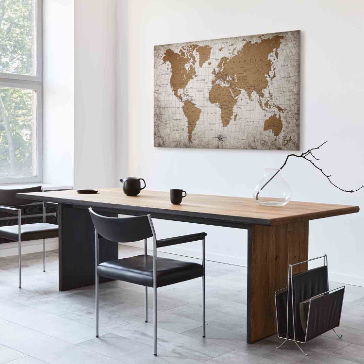 Canvas Cartographic World (1-piece) Wide - world map in beige 138635 additionalImage 5