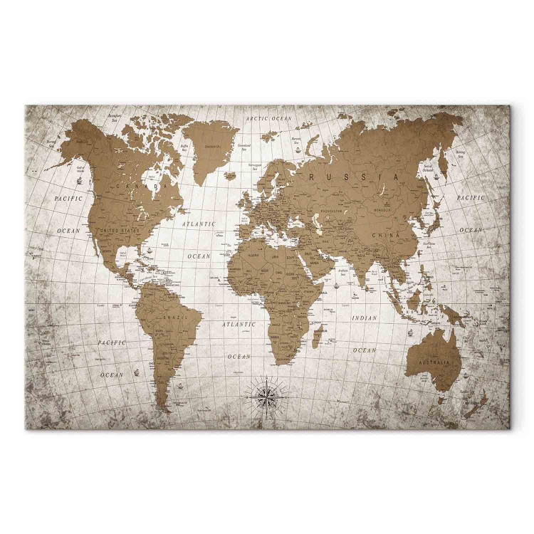 Canvas Cartographic World (1-piece) Wide - world map in beige 138635 additionalImage 7