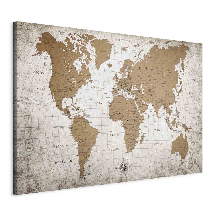 Canvas Cartographic World (1-piece) Wide - world map in beige 138635 additionalImage 2