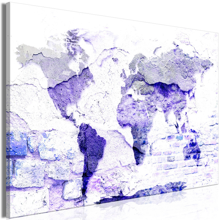 Canvas Purple Map (1-piece) Wide - world map on brick background 138835 additionalImage 2