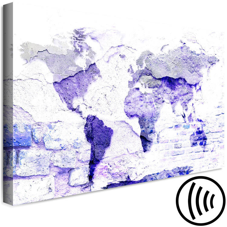 Canvas Purple Map (1-piece) Wide - world map on brick background 138835 additionalImage 6