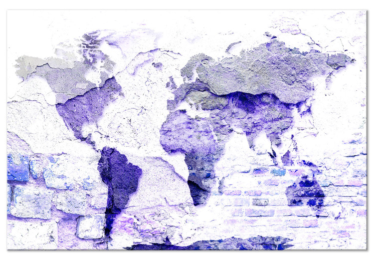 Canvas Purple Map (1-piece) Wide - world map on brick background 138835