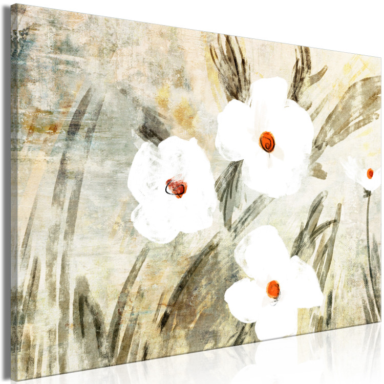 Canvas Print Dose of Nature (1-piece) wide - white wildflowers in retro style 145135 additionalImage 2