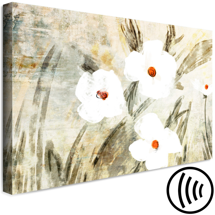 Canvas Print Dose of Nature (1-piece) wide - white wildflowers in retro style 145135 additionalImage 6