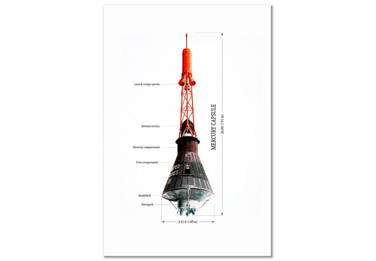 Canvas Art Print Mercury Capsule - Technical Projection of the Spacecraft in Scale 146235