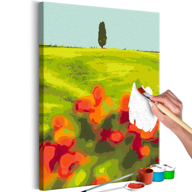 Paint by number Green Fields - Summer Landscape with Poppies, Barley and Cypress Trees in the Meadow 147335 additionalImage 6